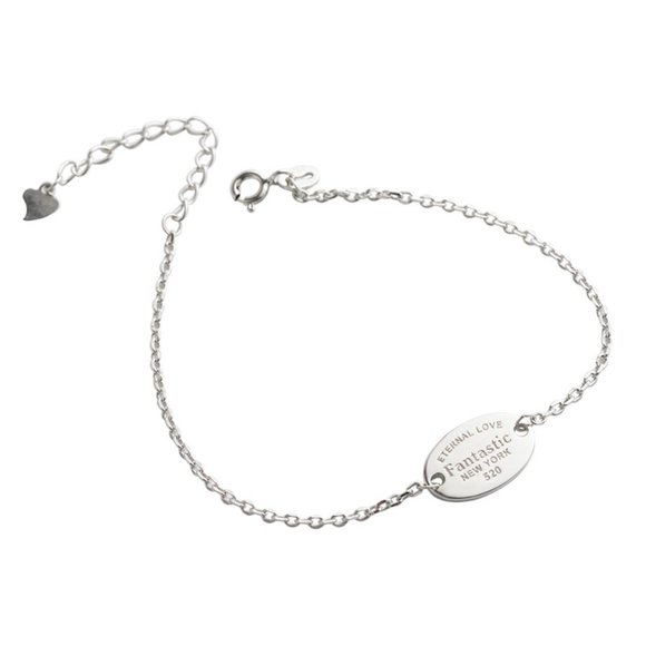 Eternal Love Fantastic New York tag bracelet in sterling silver with oval tag. - Picture 1 of 4
